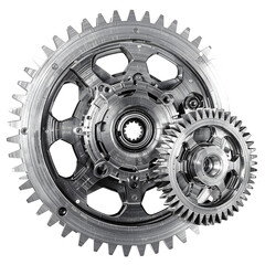 Intricate Silver Gears Meshing Together, Detailed Mechanical Engineering