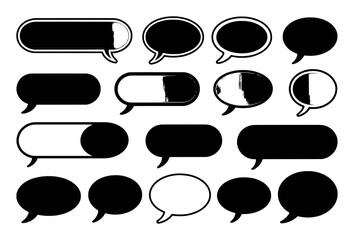 Collection of Black and White Speech Bubbles and Text Boxes
