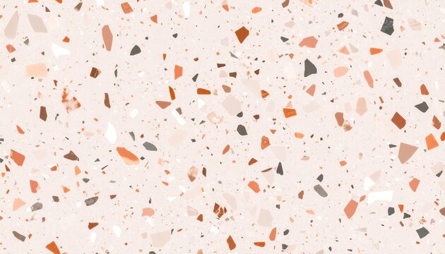 Warm Beige Terrazzo Texture Seamless Pattern Background