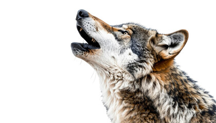 a howling wolf, isolated on white background, transparent PNG,