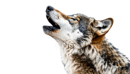 a howling wolf, isolated on white background, transparent PNG,