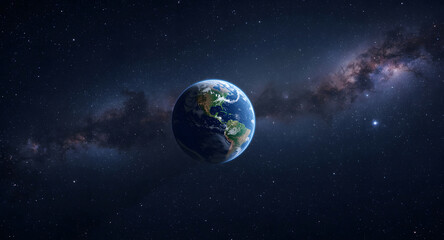Obraz premium Planet Earth Floating in Space with the Milky Way in the Background