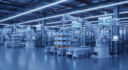 Obraz premium Advanced robotics in modern factory automation and industrial production process for efficiency and innovation
