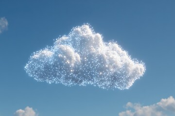 Digital Cloud Concept: Networked Cloud in Blue Sky