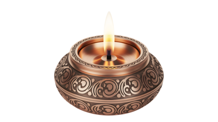 Elegant ornate oil lamp with flickering flame, perfect for ambiance and ritualistic settings.
