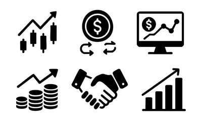 Business and Finance Flat Vector Icon Set &ndash; Trading and Investment