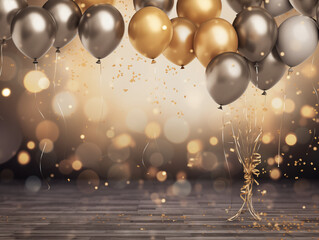 Golden and Silver Balloons Celebration Background