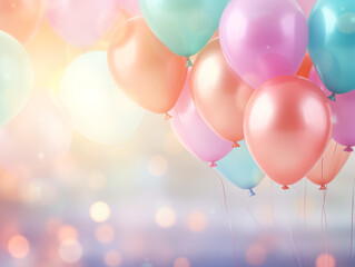 Elegant Pastel Balloons with Soft Bokeh Glow