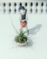 Cute little chibi girl. 3d render, 3d illustration.