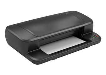 Modern black printer, angled view