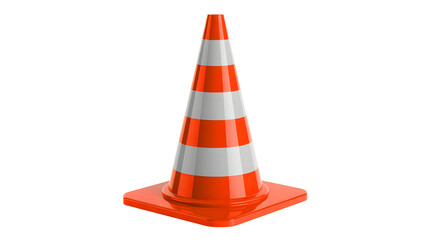 Bright orange and white traffic cone, safety equipment for road construction and hazard warning.