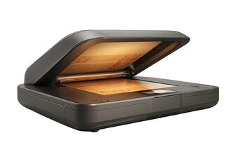 Modern gray document scanner with open lid