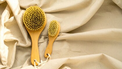 Spa Body Brushes on Beige Linen