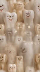 Fototapeta premium kawaii monster friends Whimsical Tooth Fairy Characters and Cheeky Smiling Teeth Relics with Playful Facial Expressions a kawaii monster friends seamless pattern
