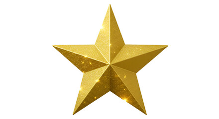 Shining golden star radiating success, celebration, and achievement, perfect for awards, recognition, and festive occasions isolated on transparent white background