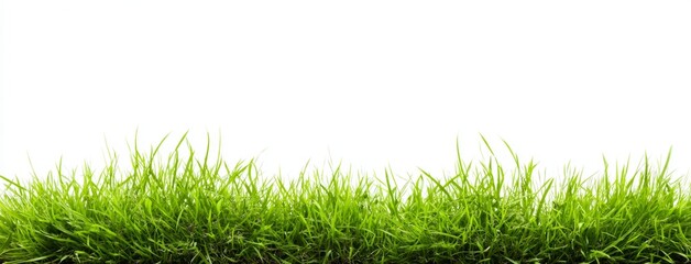 Fresh Green Grass Isolated on White Background.