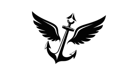 Abstract anchor with spread wings illustration invoking themes of navigation and soaring