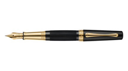 Elegant black and gold fountain pen, a symbol of luxury, style, and timeless sophistication