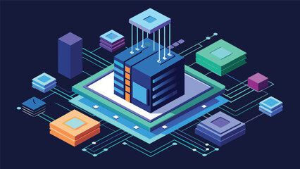 Digital network architecture illustrating data center operations and connectivity in a modern technological environment