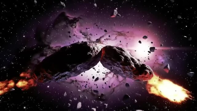 Space asteroid collision
