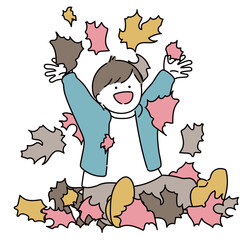 子供と秋の生活_落ち葉