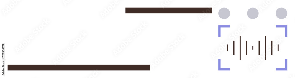 Poster animated soundwave symbol within focus brackets, linked to lines and user icons. ideal for communica