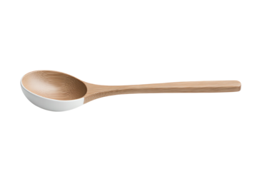 Wooden spoon with a smooth finish, ideal for cooking and serving various dishes, featuring a minimalistic design.
