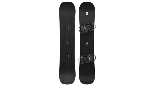 Sleek black snowboard ready for fresh powder and thrilling winter adventures on the slopes