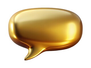 Shiny golden speech bubble isolated on white background