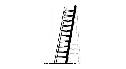 Minimalist monochrome ladder visualizes ascent, perspective, and architectural progression on a