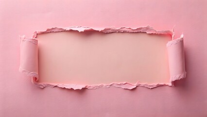 Torn pink paper with rolled edges revealing lighter pink background