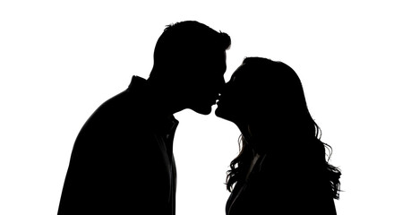 Silhouette embrace of intimacy a moment of love expressed in shadows with simple background