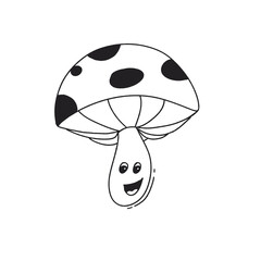 Cute Mushroom Cartoon Illustration PNG 