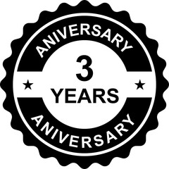 3 years anniversary gold icon for graphic design, logo, website, social media, mobile app, UI illustration