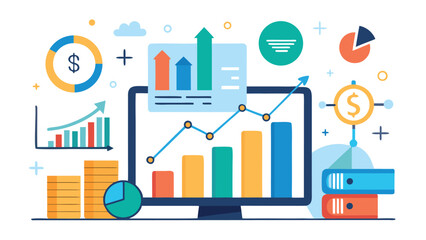 Visual representation of financial data analysis with graphs and charts for budgeting and forecasting