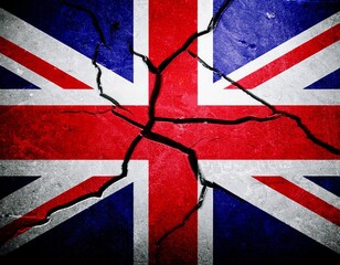 Fototapeta premium uk flag cracked floor