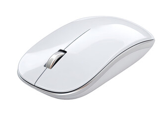 A white wireless computer mouse