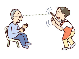 ユマニチュード、目線を合わせ近寄る