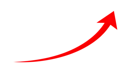 Dynamic red arrow swiftly trending upwards, symbolizing growth, success, and positive progress