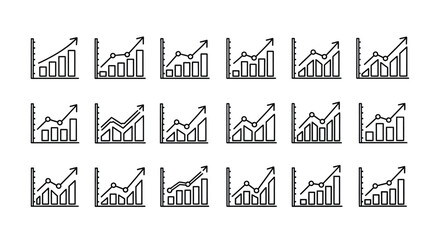 Naklejka premium Collection of hand drawn bar and line graph silhouettes for business analysis
