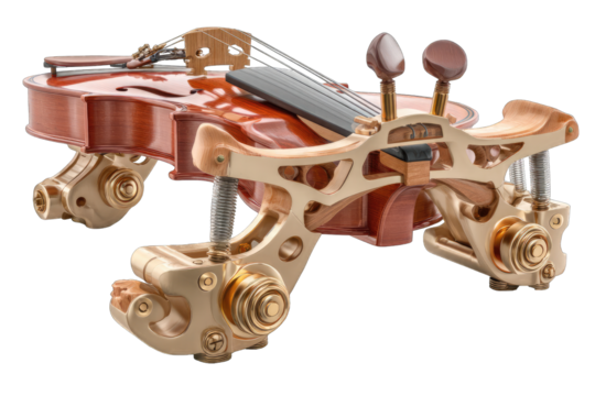 Modern violin with intricate support system
