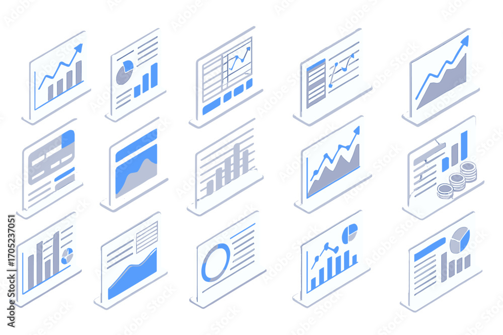 Poster analytics, data visualization linear icon set. charts, graphs, dashboard icons collection