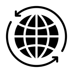 Fototapeta premium Globe and Rotating Arrows icon
