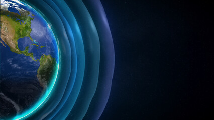 Planet Earth Surrounded by Atmosphere Layers