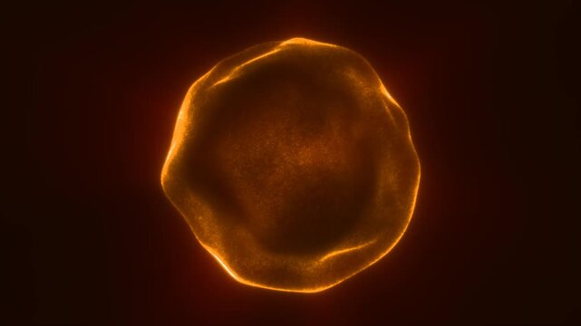 Soft glowing orange sphere with a smooth surface and dim inner illumination in dark space