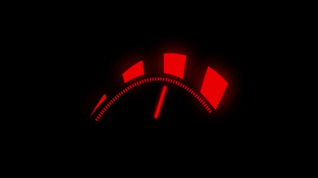 Business data analysis gauge meter animation loop with performance level indicator and color scale. 4k Animation.Animated gauge meter chart showing progress..