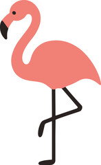 Minimalist Flat Style Flamingo Standing On One Leg Tropical Bird