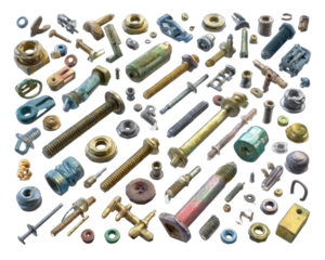 Assorted metallic fasteners and components
