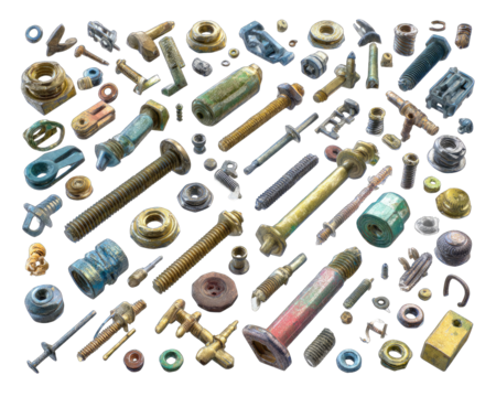 Assorted metallic fasteners and components
