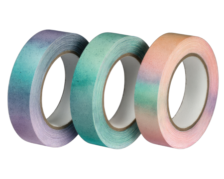 Three rolls of patterned tape in pastel shades